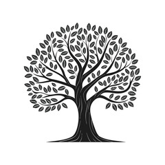 Detailed illustration of a deciduous tree isolated on white background