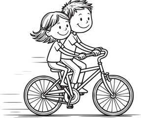 Joyride: A cheerful sketch showcases the delight of riding a bike together, capturing the essence of shared adventures and simple pleasures. 