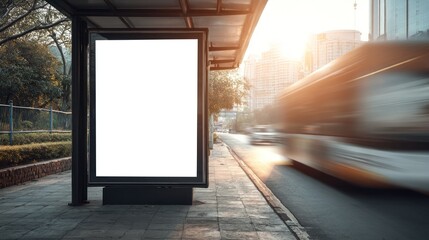 Blank billboard bus stop