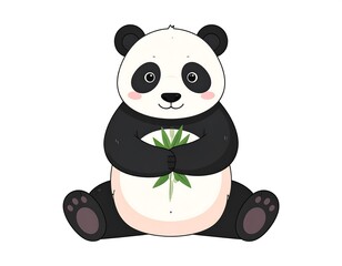 Obraz premium Cute panda holding bamboo