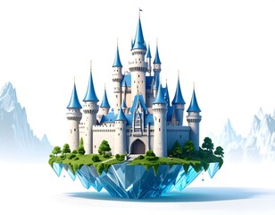 Obraz premium Floating fairytale castle on ice