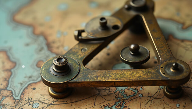Brass Charting Tool on Topographic Map