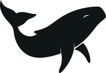 Fototapeta premium Minimalistic Whale Silhouette, Vector Style, High Contrast Icon