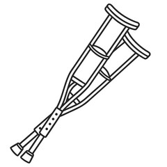 A pair of crutches for medical assistance and support for people with injury and disability