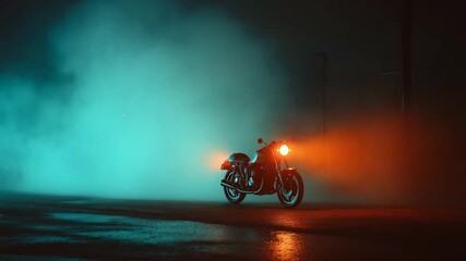 Night Rider: Motorcycle in Foggy Urban Scene - Powered by Adobe