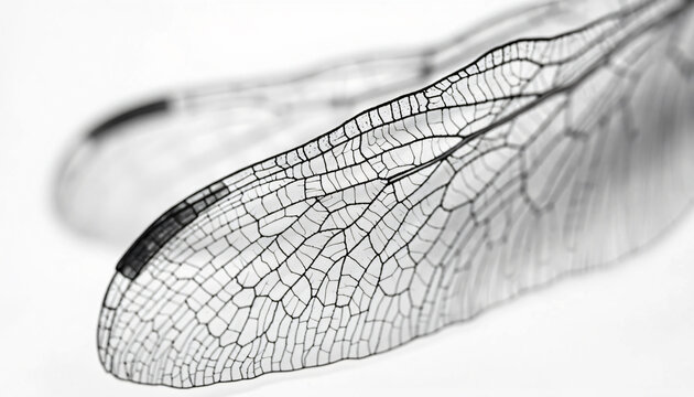 Close-up of Dragonfly Wings in Black and White