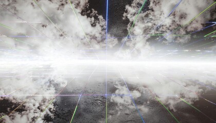 Futuristic Neon Grid Background with Glowing Blue Lines