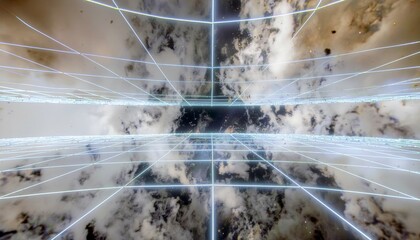 Futuristic Neon Grid Background with Glowing Blue Lines