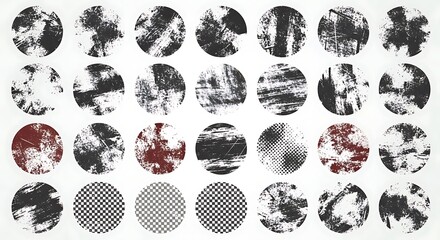 30 Grunge Circular Texture Designs, Distressed Backgrounds.