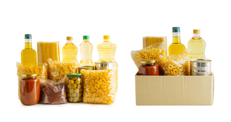 Vegetable oil  and water in bottle isolated on white background.