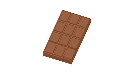 Dark chocolate bar, isometric view