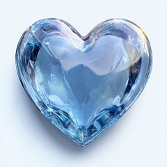 A heart shaped crystal piece glows softly, reflecting gentle blue hues