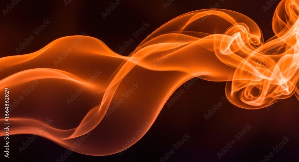 Aufkleber orange smoke swirls against a dark background creating an abstract and flowing design element image