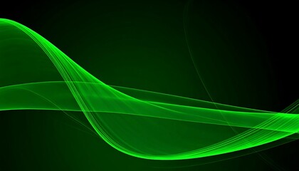 Abstract green wave on black background
