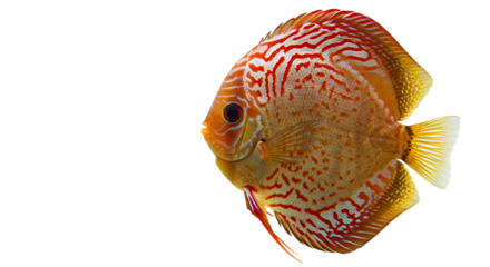 Red and Yellow Discus Fish Aquarium Fish Portrait isolated on transparent background