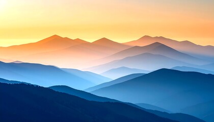 Obraz premium Sunset Mountain Layers with Blue Hues.