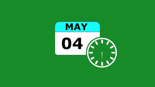 04 APRIL month calendar icon with symbol. Simple calendar icon animation and date change of time month. Calendar icon Sign on GREEN background. Calendar Pendulum Animation