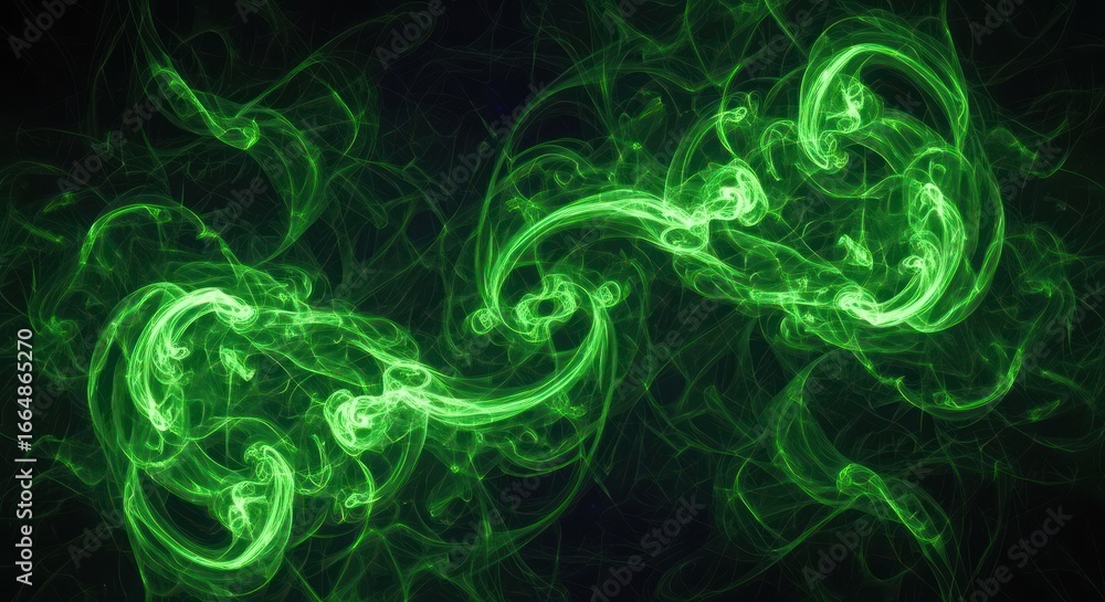 Aufkleber abstract green smoke swirls against a dark background creating a mesmerizing and ethereal effect