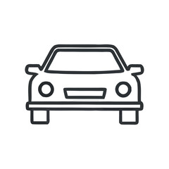 Obraz premium Minimalist outline of a car seen from the front view. A simple linear icon representing automotive transport and personal vehicle travel