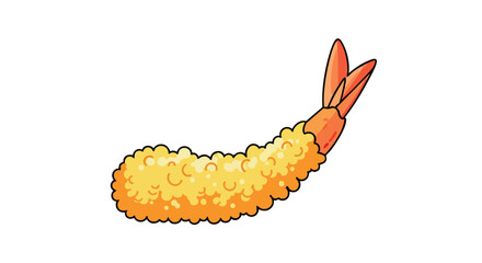 Illustration of a Breaded Shrimp Tail Isolated on White Background in Cartoon Style for Seafood Menu or Culinary Design