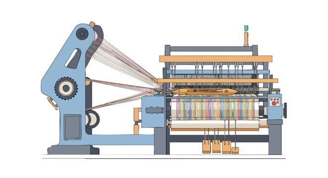 Innovative textile manufacturing machine with multiple color threads utilized for fabric printing and pattern creation in industrial textile