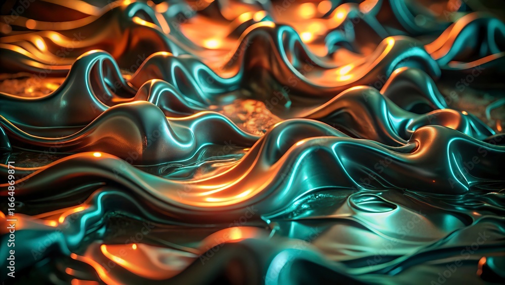 Poster abstract background with bubbles and fractal with a colorful wave