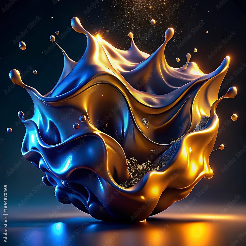 Poster abstract background with bubbles and fractal with a colorful wave