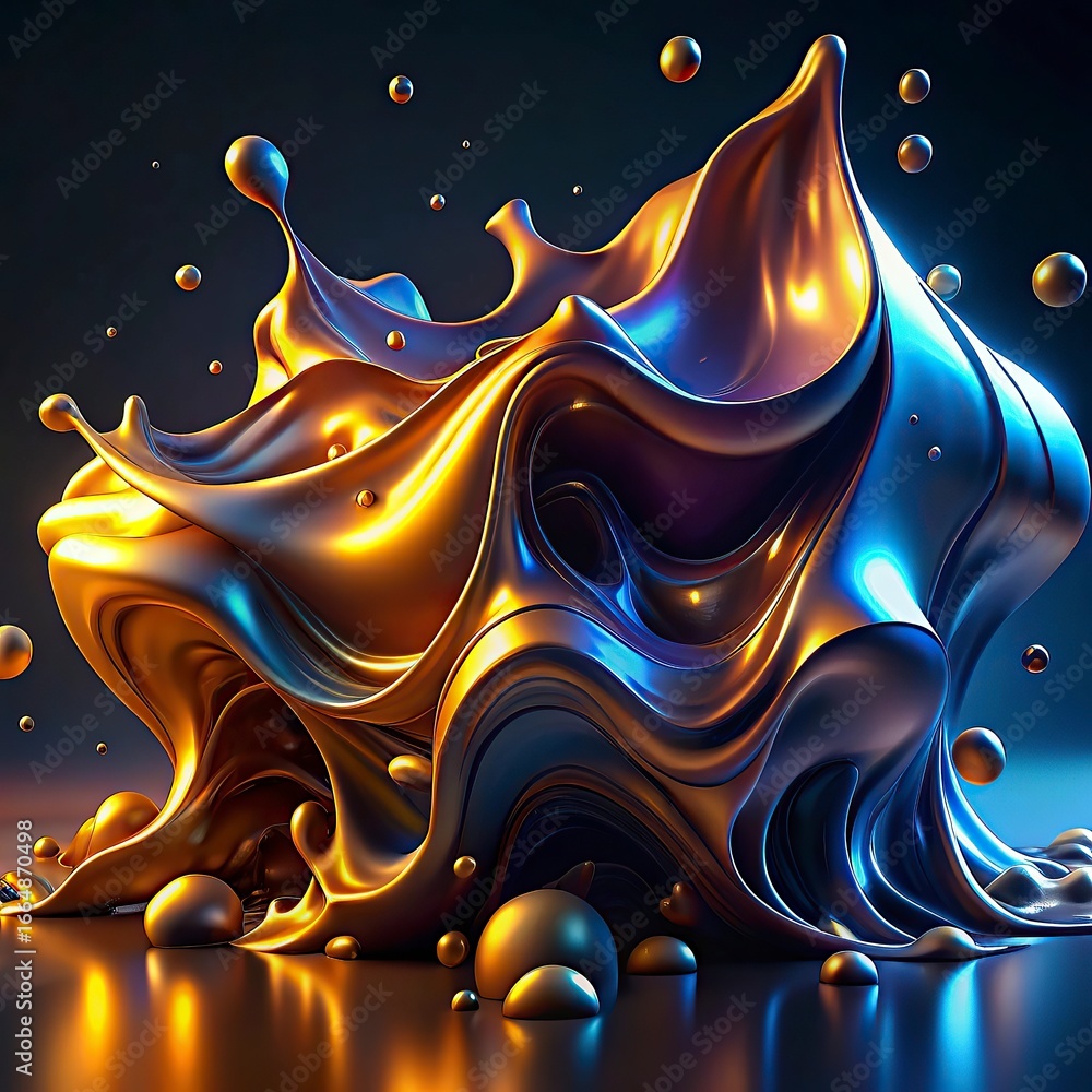 Poster abstract background with bubbles and fractal with a colorful wave