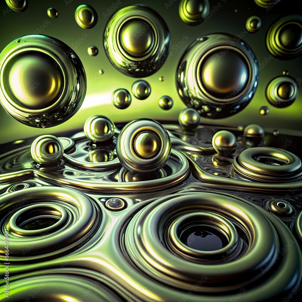 Poster abstract background with bubbles and fractal with a colorful wave