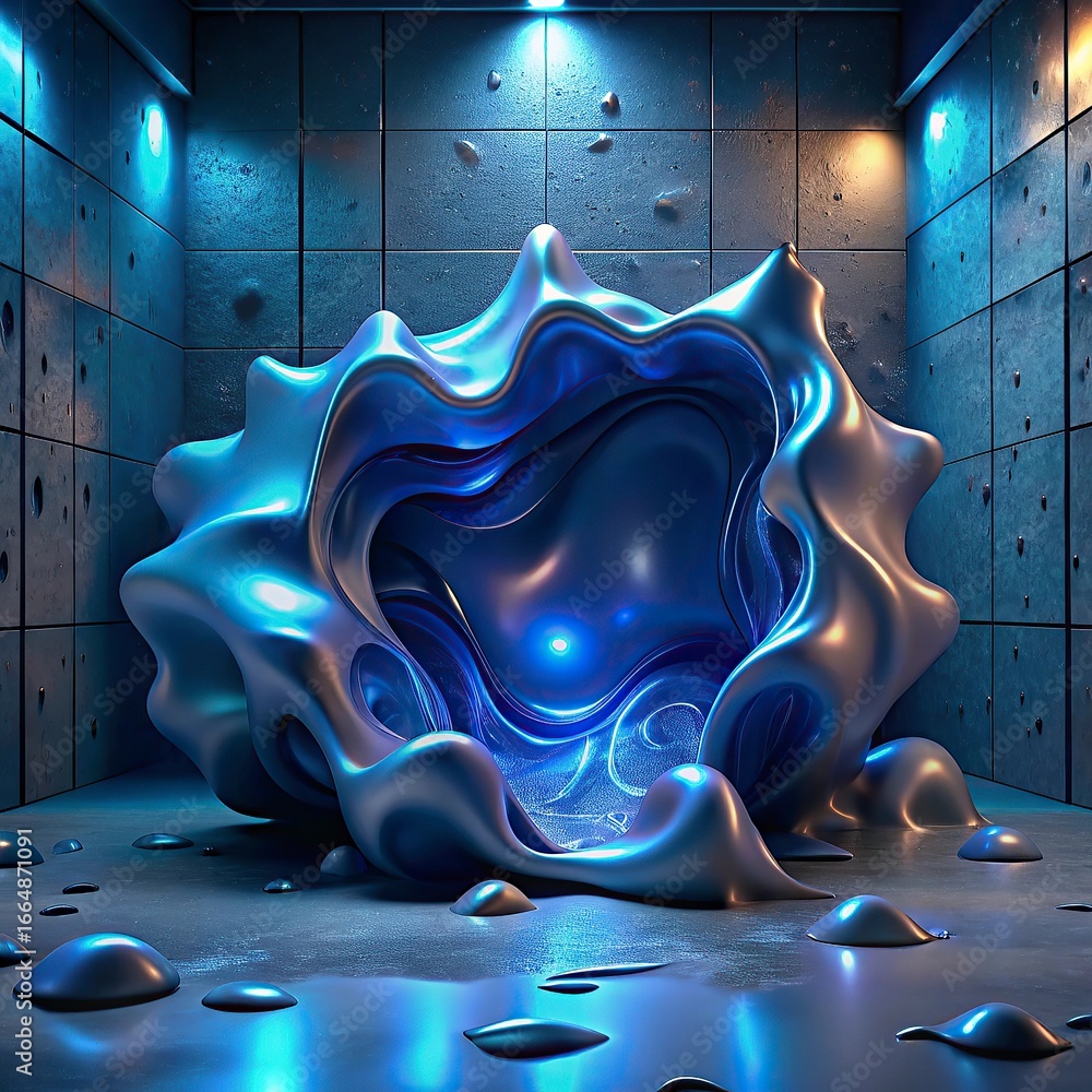 Poster abstract background with bubbles and fractal with a colorful wave