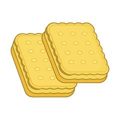 Two yellow sandwich cookies with scalloped edges and polka dots sweet