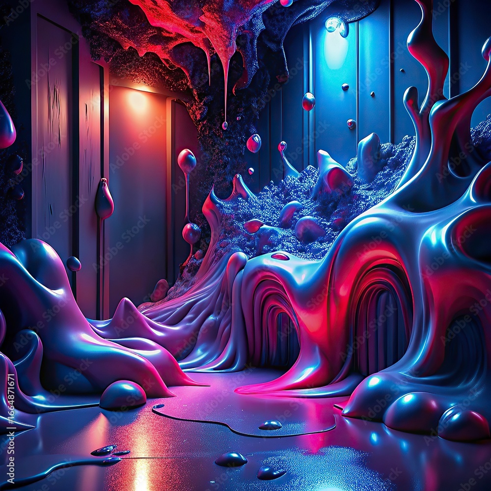 Aufkleber abstract background with bubbles and fractal with a colorful wave