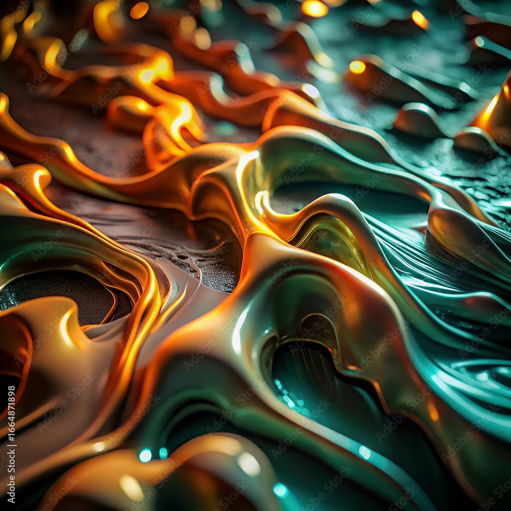 Poster abstract background with bubbles and fractal with a colorful wave