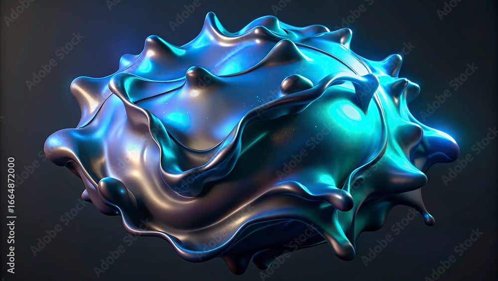 Poster abstract background with bubbles and fractal with a colorful wave