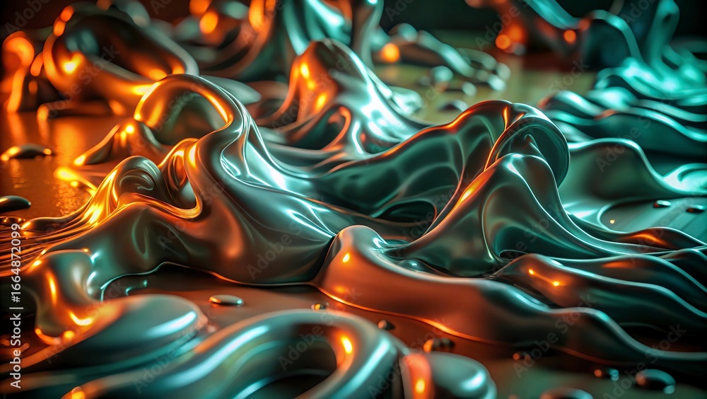 Poster abstract background with bubbles and fractal with a colorful wave