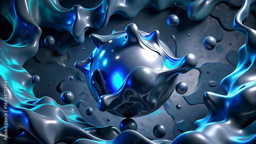 Poster abstract background with bubbles and fractal with a colorful wave