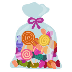 Colorful Candy Bag Clipart PNG Transparent Sweet Snack Illustration