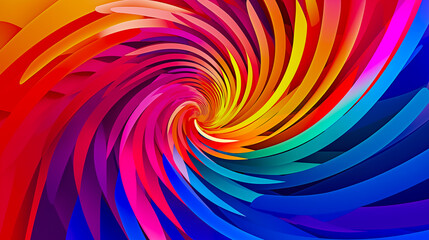 カラフルなフラットパーツモチーフにした渦巻きのアブストラクトイメージ