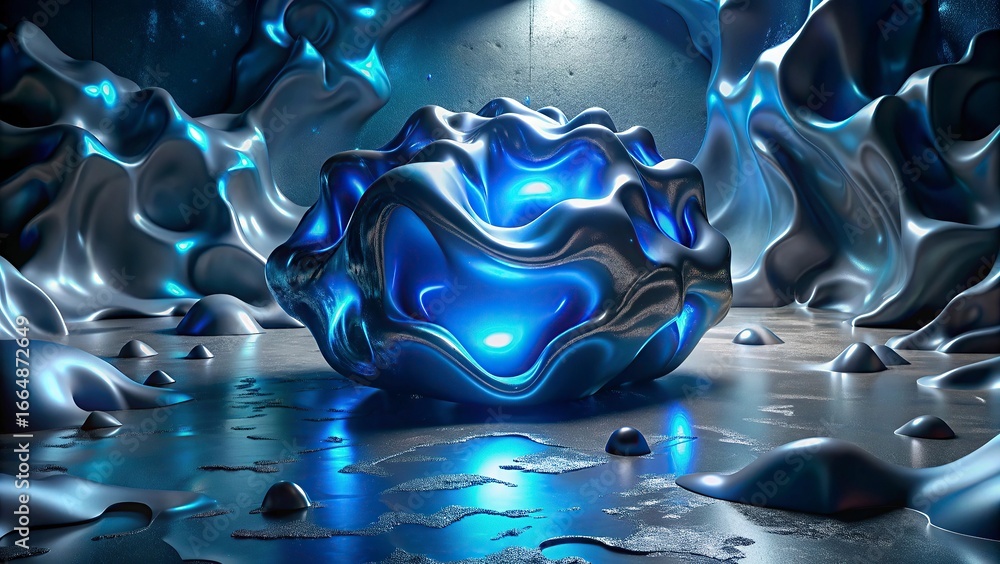 Poster abstract background with bubbles and fractal with a colorful wave