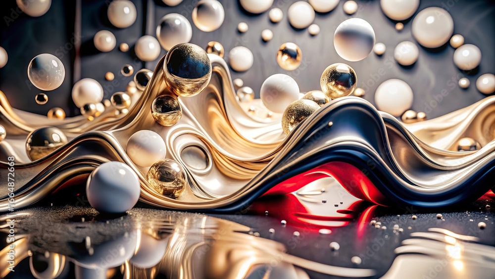 Poster abstract background with bubbles and fractal with a colorful wave