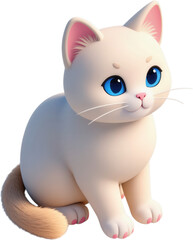 Obraz premium This adorable cartoon cat features big blue eyes and soft white fur, presenting a charming and friendly expression that's perfect for various creative projects.