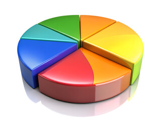 Obraz premium Colorful Pie Chart Showing Market Share and Data Visualization on Black Background
