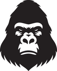 Gorilla Family Silhouette Vector – Black and White Wildlife Illustration of Parent and Baby Apes