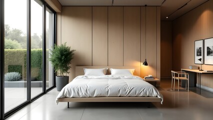 Modern Bedroom Interior with Luxury Bed