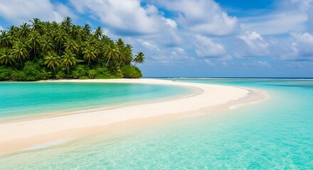 Fototapeta premium Idyllic Tropical Paradise Beach with White Sand and Turquoise Ocean.