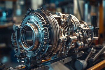 Intricate Machined Metal Component Detailed View of Advanced Engineering and Manufacturing Processes Displayed