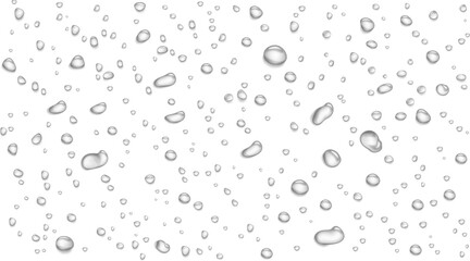 Water rain or shower drops seamless border isolated on transparent background.