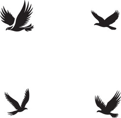 Obraz premium Flying Bird Silhouette Vector SetBlack Bird Silhouettes in Flight CollectionCrow and Raven Flying Silhouette Clipart