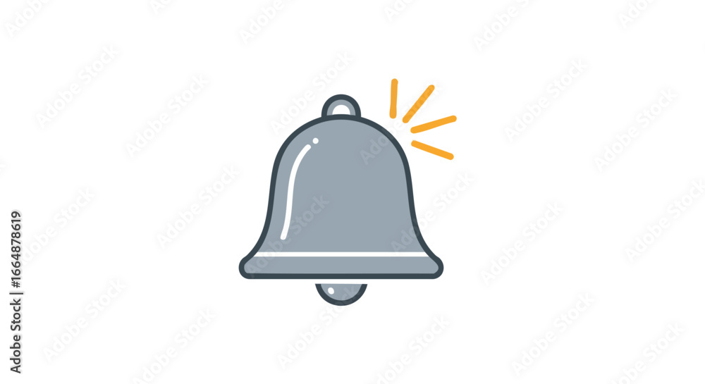 Poster simple illustrated bell icon signifying alerts or notifications with minimalist design for user inte