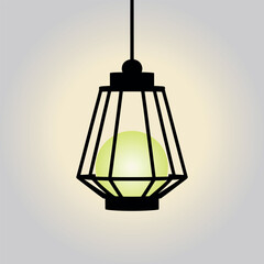 Minimalist Geometric Lantern Design with Glowing Sphere Interior Illustration for Modern Interior Decor Concepts and Lighting Solutions on Neutral Backdrop